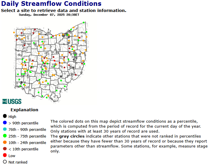 ohio stream flow dec 7